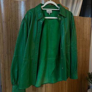 Ganni Green Leather Shirt